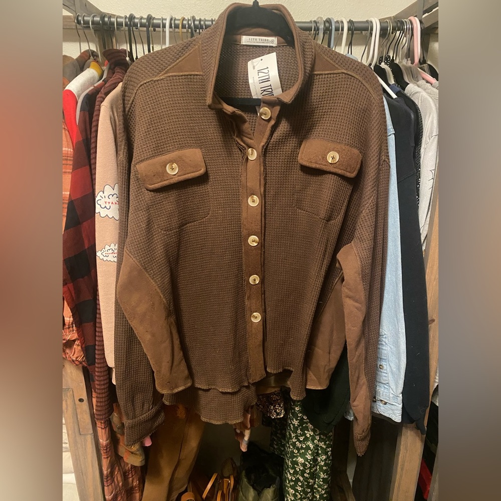 New With Tags NWT 12th Tribe Brown Knit Jacket Size M